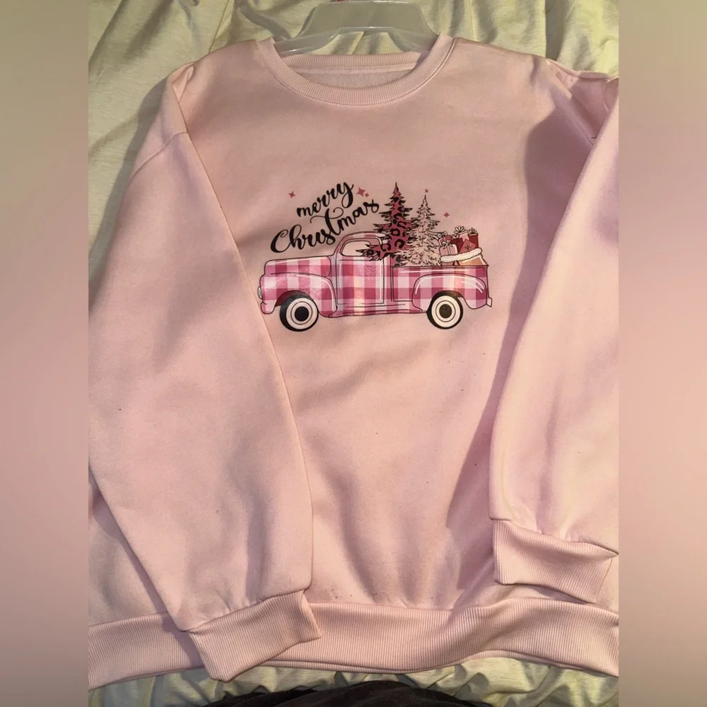 Pink Merry Christmas Sweatshirt - Picture 1 of 2